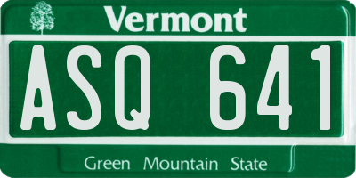 VT license plate ASQ641