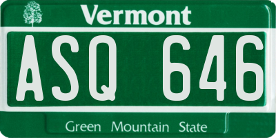 VT license plate ASQ646