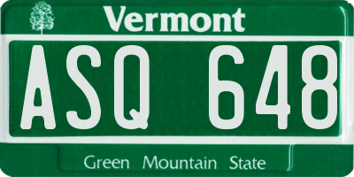 VT license plate ASQ648