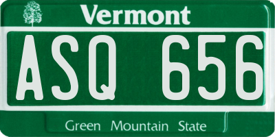 VT license plate ASQ656