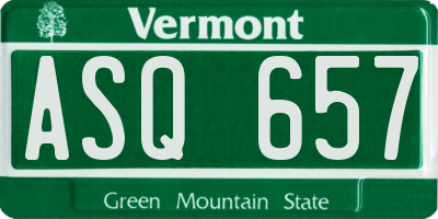 VT license plate ASQ657