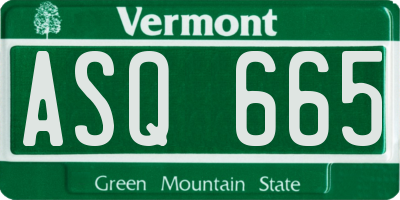VT license plate ASQ665