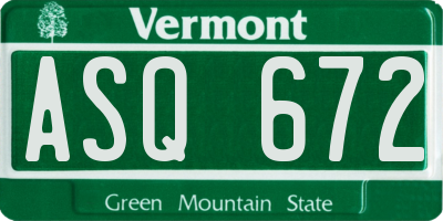 VT license plate ASQ672