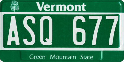VT license plate ASQ677