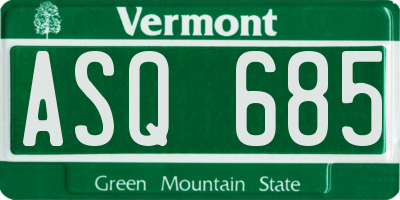 VT license plate ASQ685