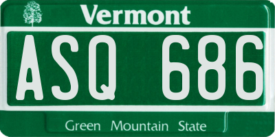 VT license plate ASQ686