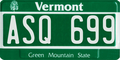 VT license plate ASQ699