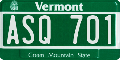 VT license plate ASQ701