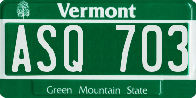 VT license plate ASQ703