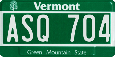 VT license plate ASQ704