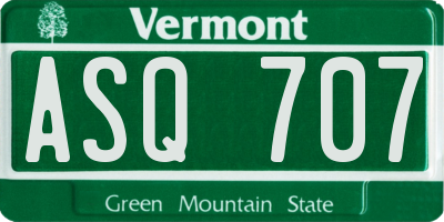 VT license plate ASQ707