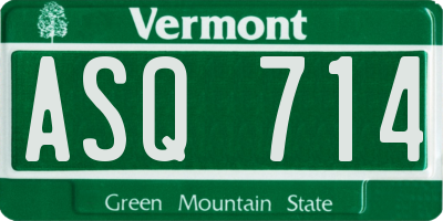 VT license plate ASQ714