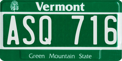 VT license plate ASQ716
