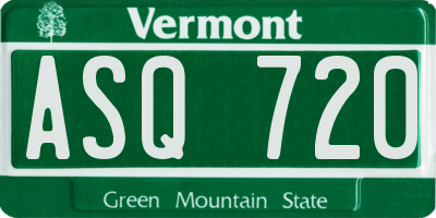VT license plate ASQ720