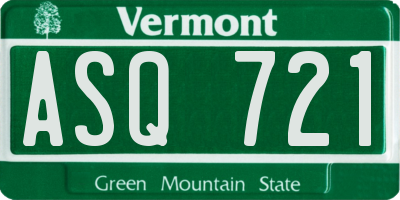 VT license plate ASQ721