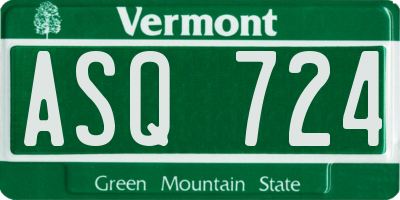 VT license plate ASQ724