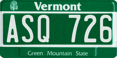 VT license plate ASQ726