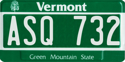 VT license plate ASQ732
