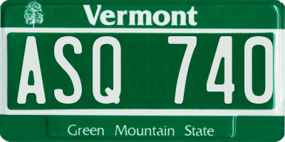 VT license plate ASQ740