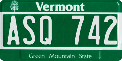 VT license plate ASQ742