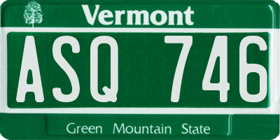 VT license plate ASQ746
