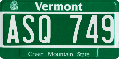VT license plate ASQ749
