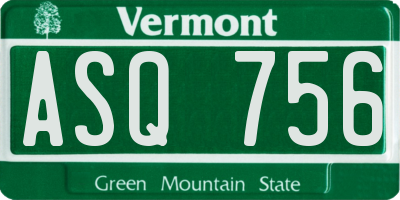 VT license plate ASQ756