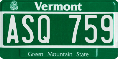 VT license plate ASQ759
