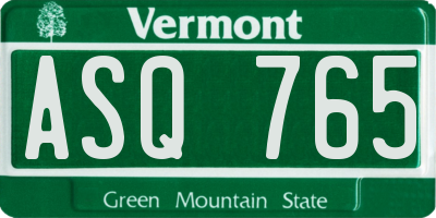 VT license plate ASQ765