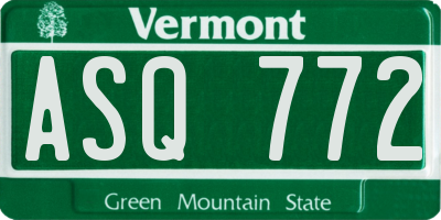 VT license plate ASQ772