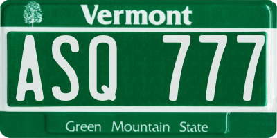 VT license plate ASQ777