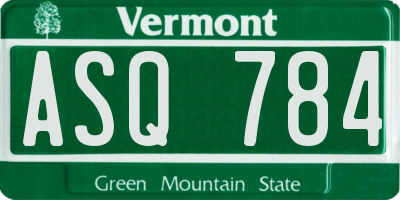 VT license plate ASQ784