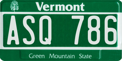 VT license plate ASQ786