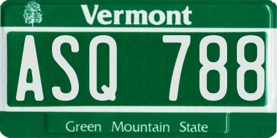 VT license plate ASQ788