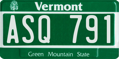 VT license plate ASQ791