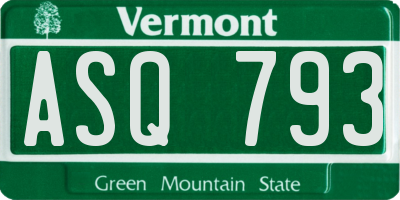 VT license plate ASQ793