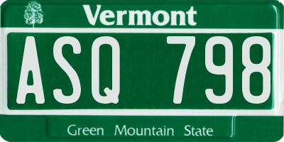 VT license plate ASQ798