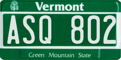 VT license plate ASQ802