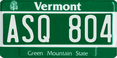 VT license plate ASQ804