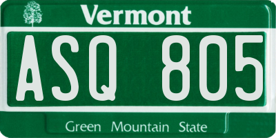 VT license plate ASQ805
