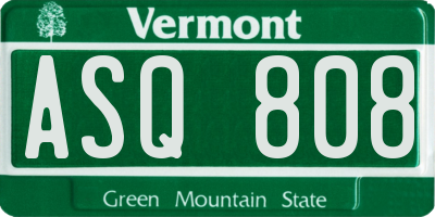 VT license plate ASQ808