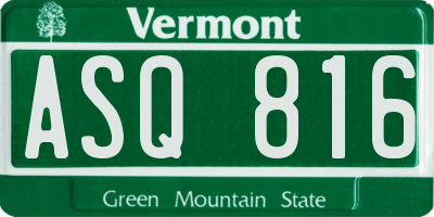 VT license plate ASQ816