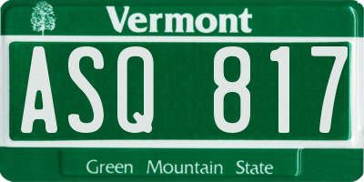 VT license plate ASQ817