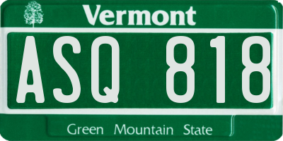 VT license plate ASQ818