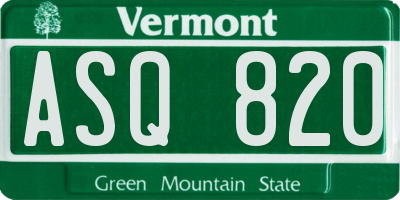 VT license plate ASQ820