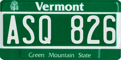 VT license plate ASQ826