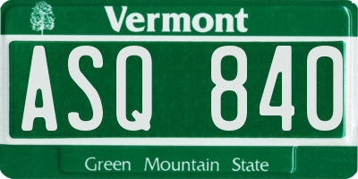 VT license plate ASQ840