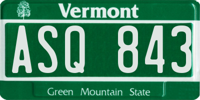 VT license plate ASQ843