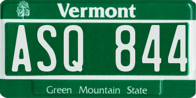 VT license plate ASQ844