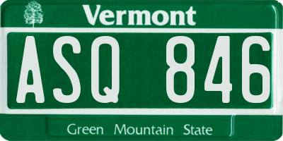 VT license plate ASQ846